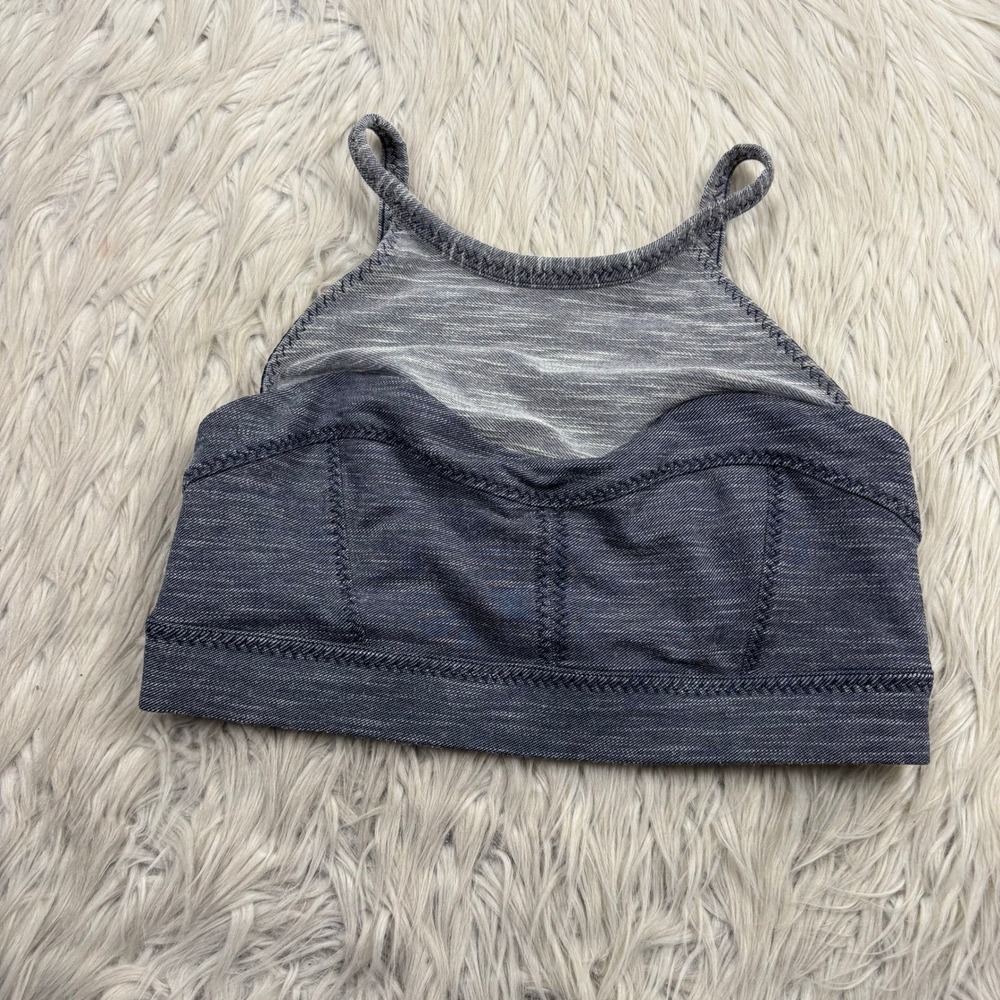 Prana Women's S‎ Marled Gray Leily High Neck Pullover Sports Bra Yoga Barre